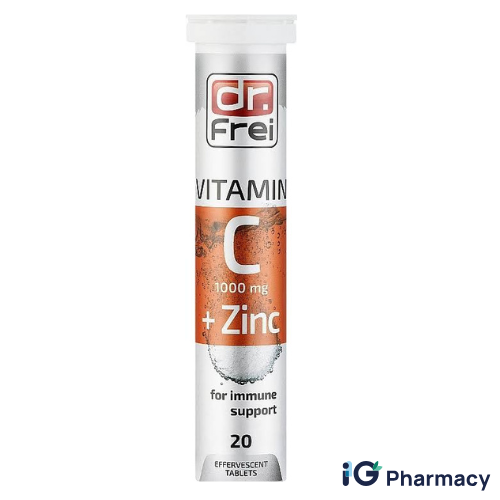Untitled design - 2026-08-14T131013.882 Dr. Frei Vitamin C 1000mg + Zinc – 20 Effervescent Tablets - Image 1